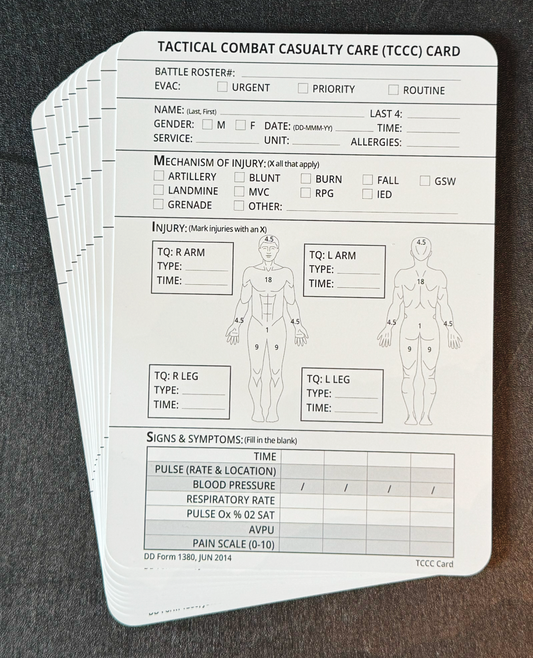 Full Size SOF Combat Casualty Cards – 10 Waterproof Military Info Cards